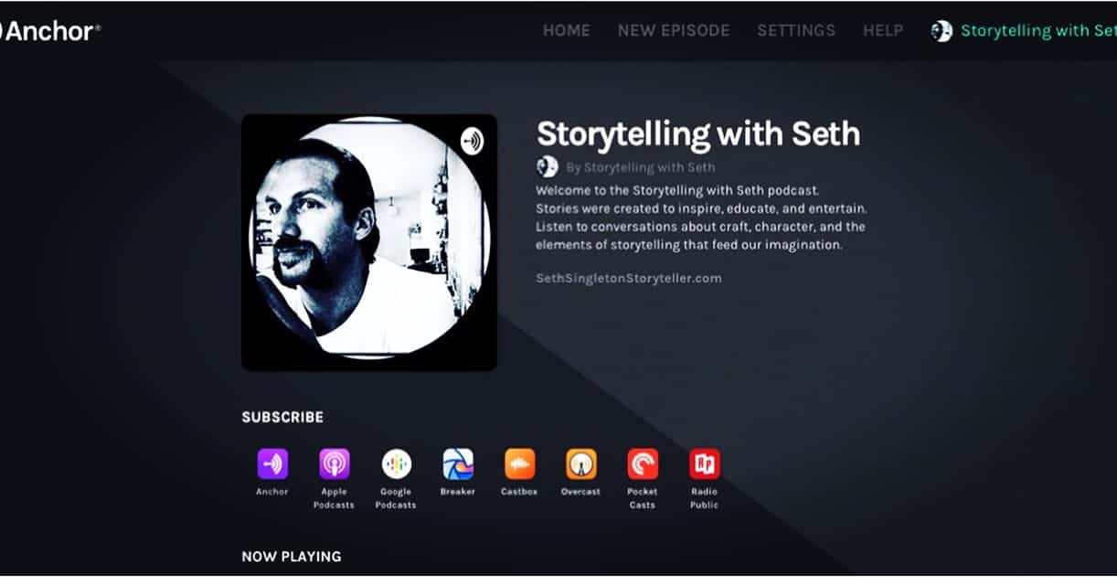 A podcast interface featuring 