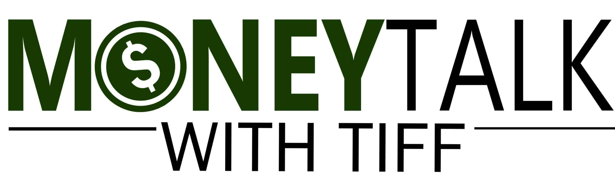 Money talk with tiff: a financial podcast or show concept logo.