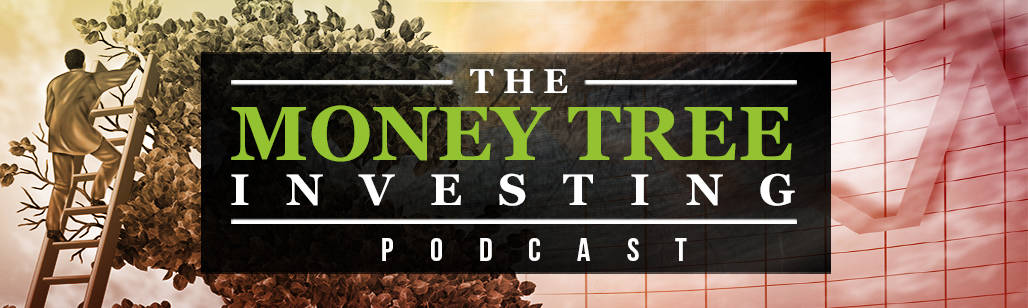 The money tree investing podcast banner with a graphical representation of a tree and a chart hinting at financial growth.