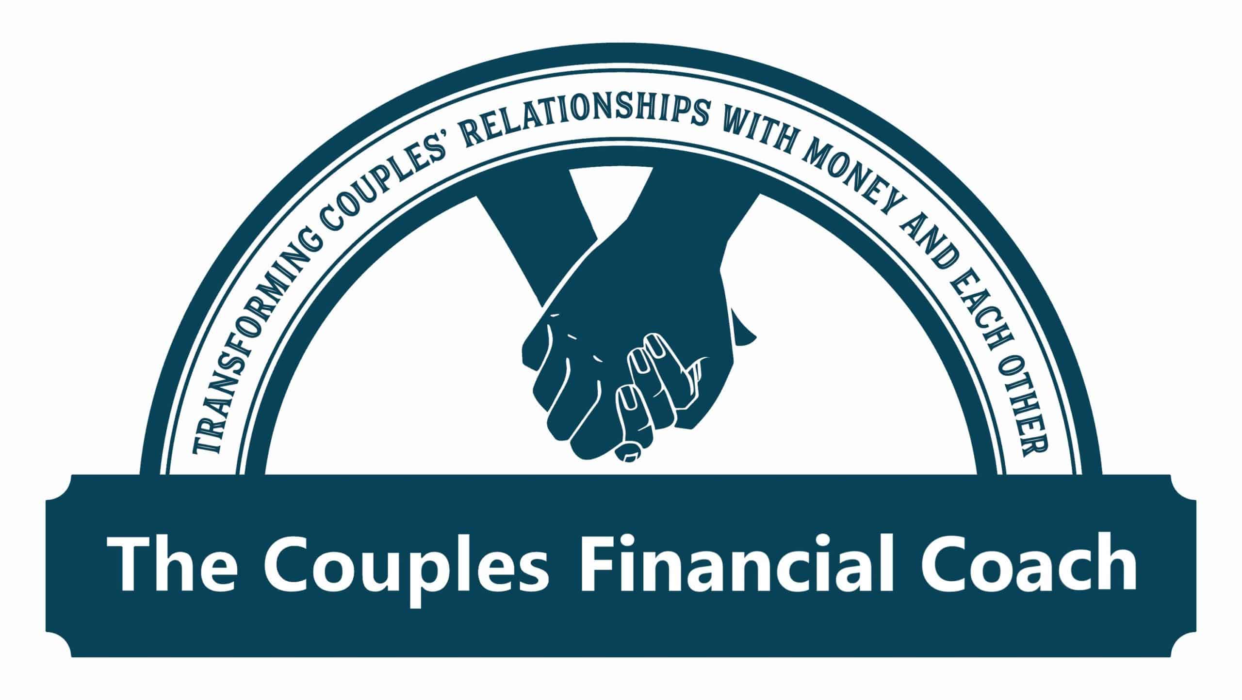 Logo of the couples financial coach depicting two hands clasped together, symbolizing partnership and support in transforming couples' relationships with money and each other.