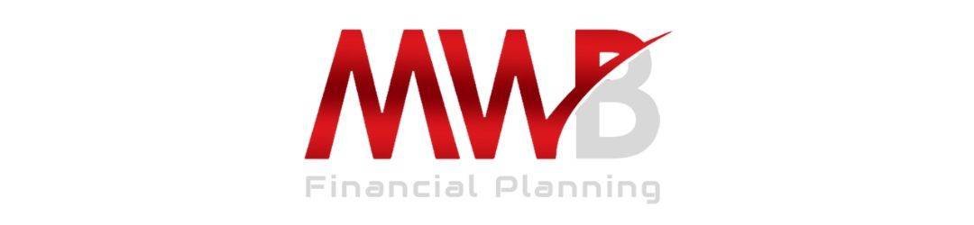 Red and grey logo of mwb financial planning with a swoosh accent.