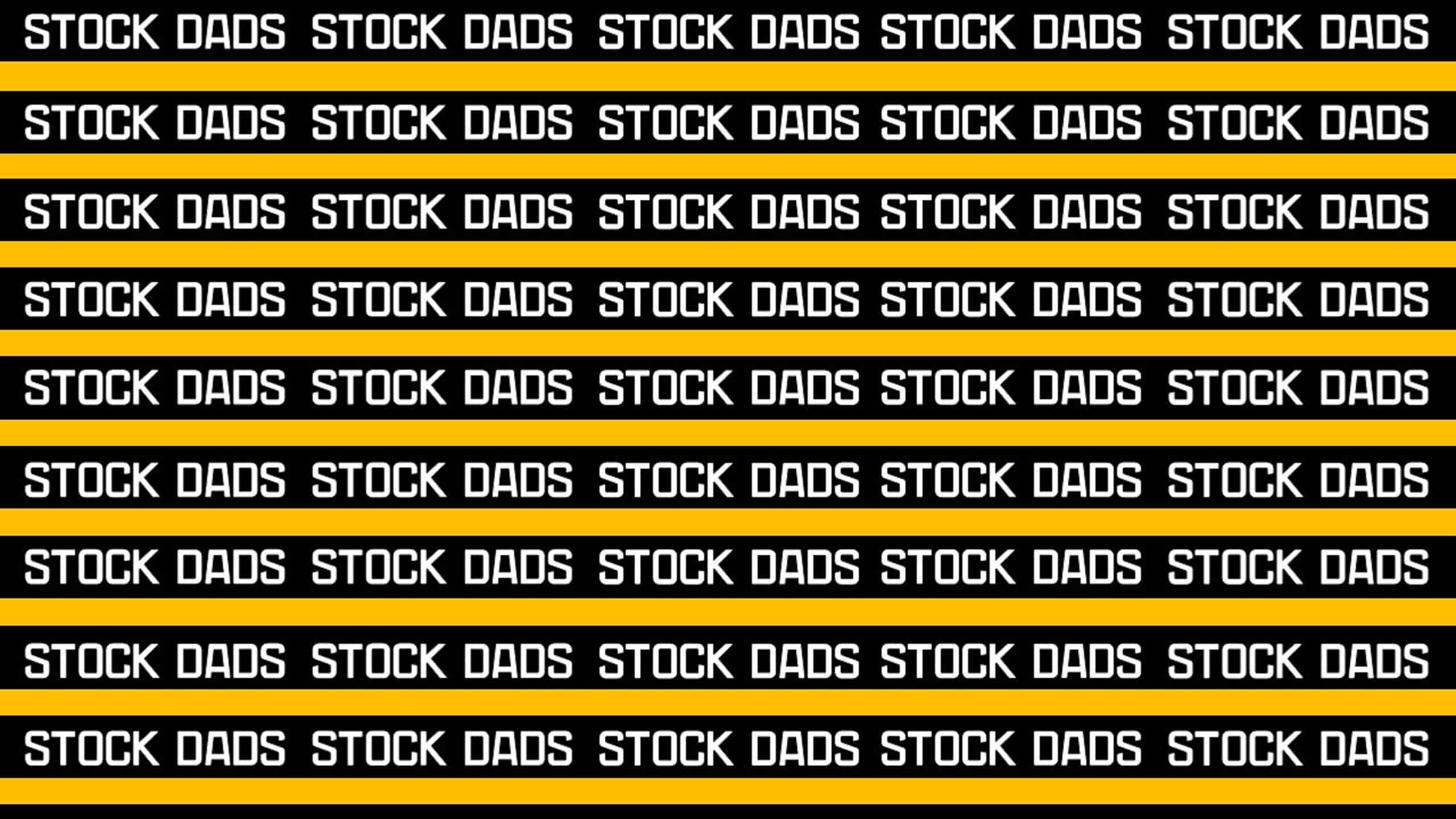 A pattern of alternating yellow and black horizontal stripes with the repeated phrase 