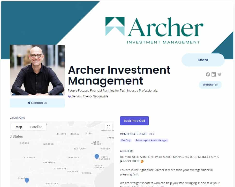 Archer Investment Management Profile Page on Wealthtender