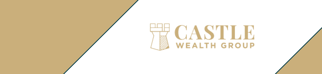 Elegant corporate banner featuring the castle wealth group logo with chess rook motif.