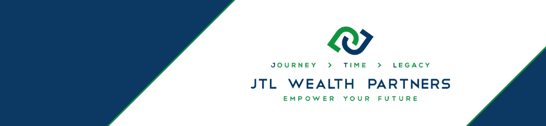 Sleek corporate banner featuring the logo and tagline of jtl wealth partners: empower your future.