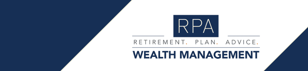 A sharp and professional banner for a wealth management and retirement planning advisory firm, featuring the acronym rpa.