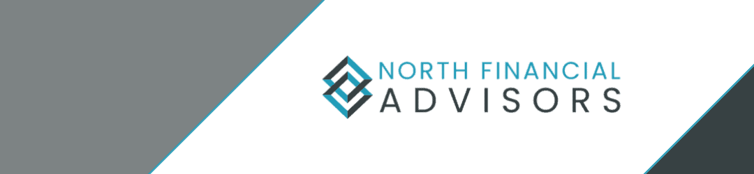 North financial advisors corporate logo on a sleek, modern banner with a blue and grey color scheme.