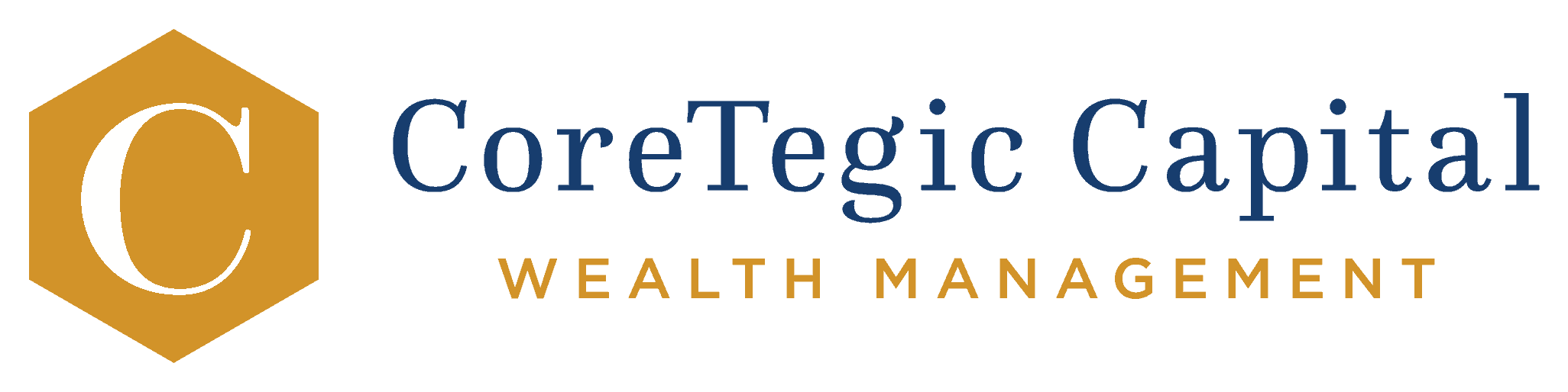 Logo of coretegic capital featuring an abstract honeycomb design and the words 'wealth management'.