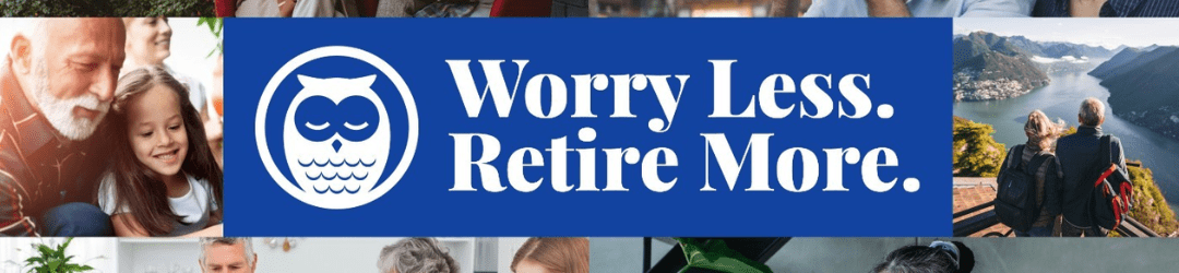 A collage promoting retirement planning with a central slogan 