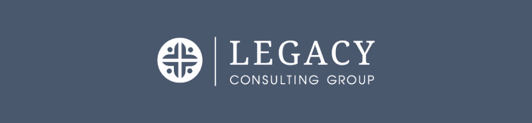 Logo of legacy consulting group featuring a stylized emblem with a balanced design, accompanied by the company name in sleek, professional lettering against a muted background.