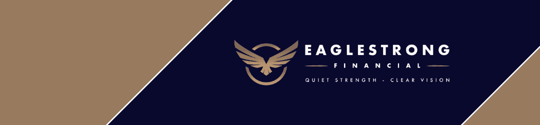 Corporate banner with a logo featuring an eagle and the words 