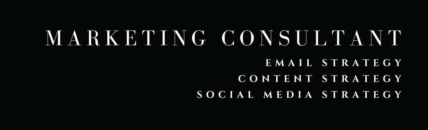 Elegant and professional title slide for a marketing consultant with expertise in email, content, and social media strategy.