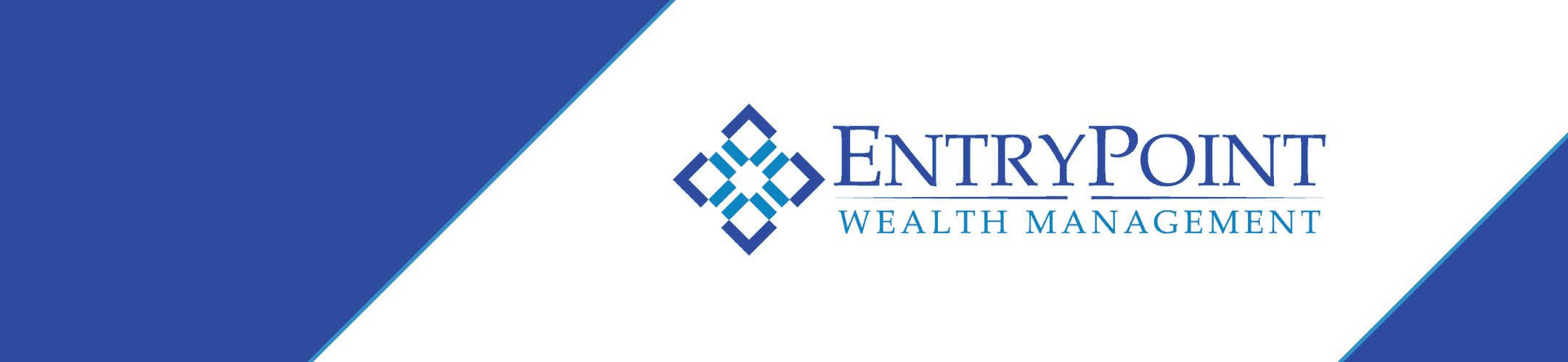 Entrypoint wealth management corporate banner with logo on a sleek blue and white design.