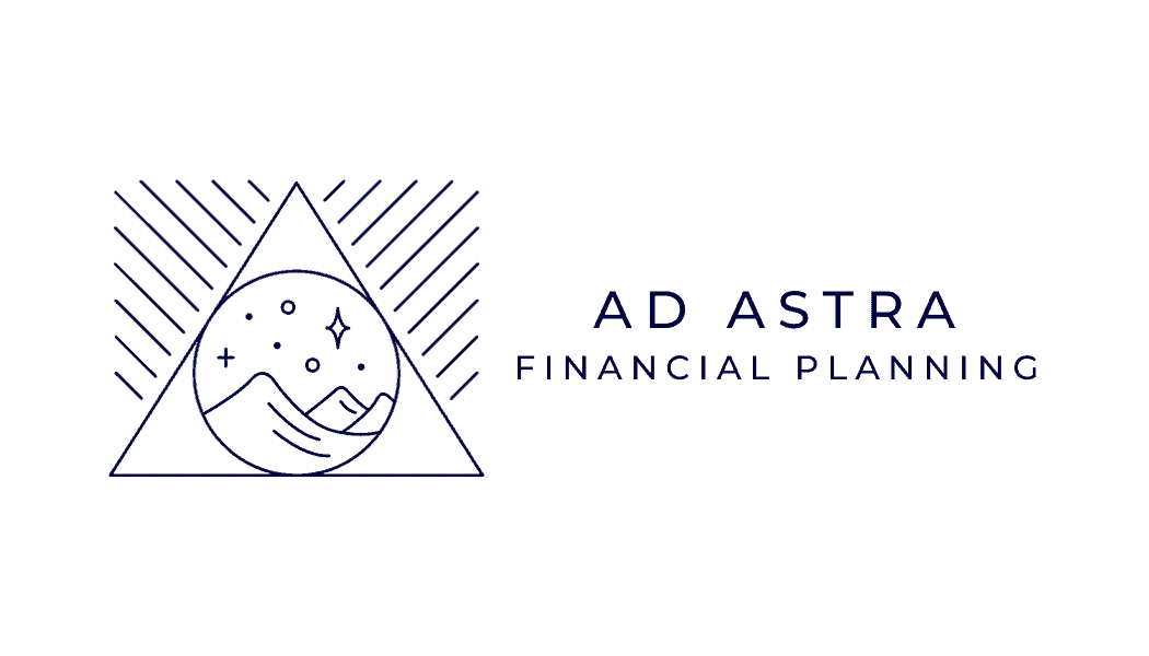 A minimalist logo depicting a stylized celestial body within a triangle accompanied by the text 
