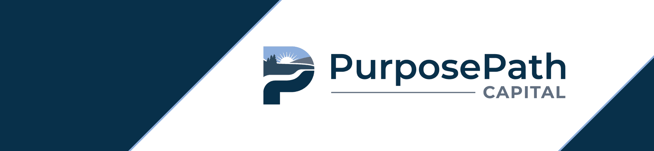 Corporate branding for purposepath capital with a sleek logo featuring a hand and sprouting plant, symbolizing growth and support.