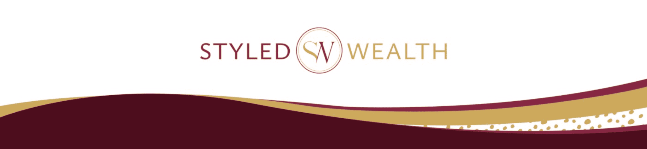 Elegant business header with a sophisticated maroon and gold design featuring the text 