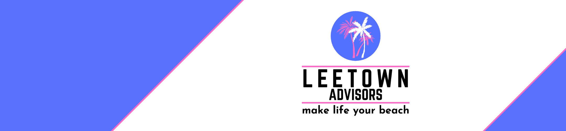 A logo for Leetown Advisors with a palm tree inside a blue circle above the text. 