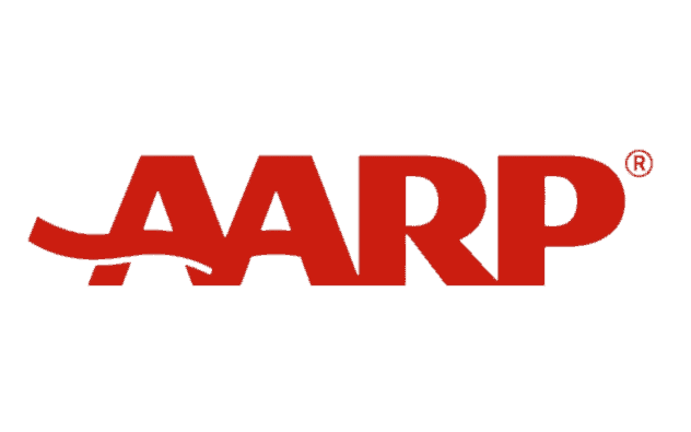 Red AARP logo with stylized, bold capital letters.