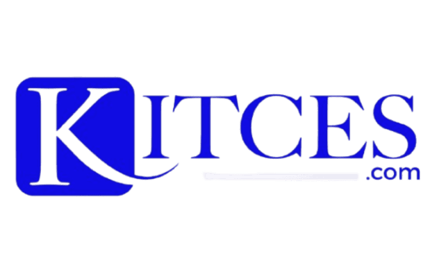 The image shows the Kitces.com logo featuring a large stylized blue "K" followed by "ITCES" in blue, with ".com" in smaller blue text beneath the letters.