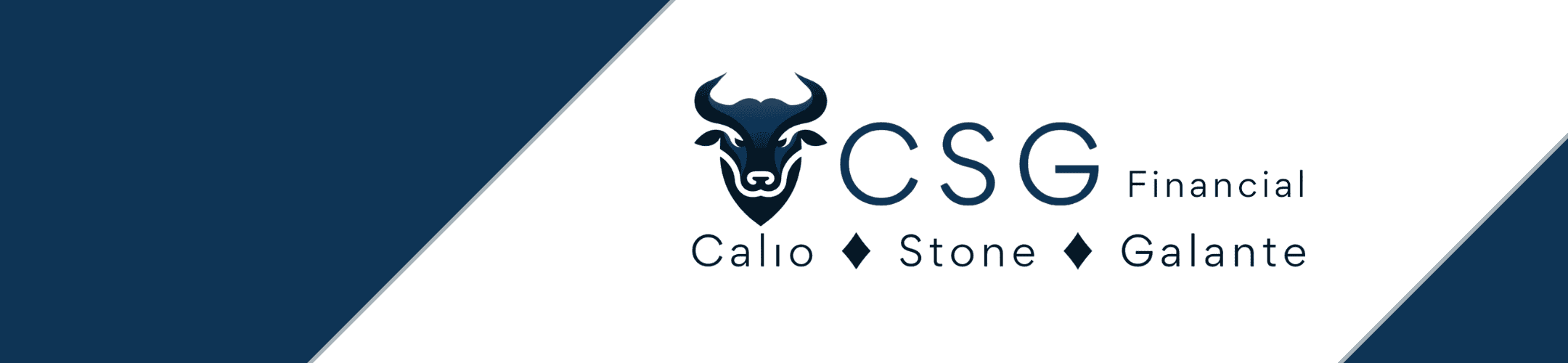 Logo for CSG Financial featuring a stylized bull's head next to the letters 