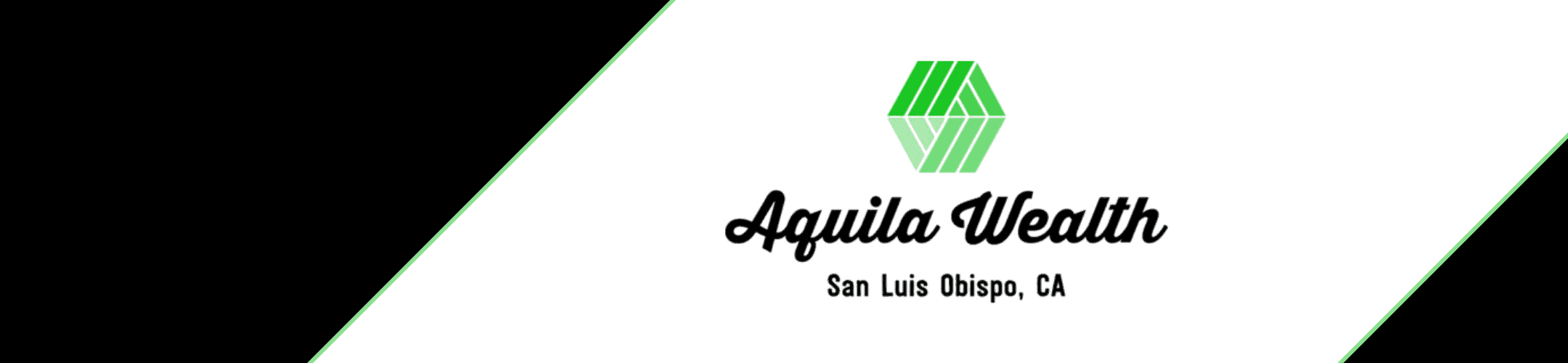 A green geometric logo above the words 