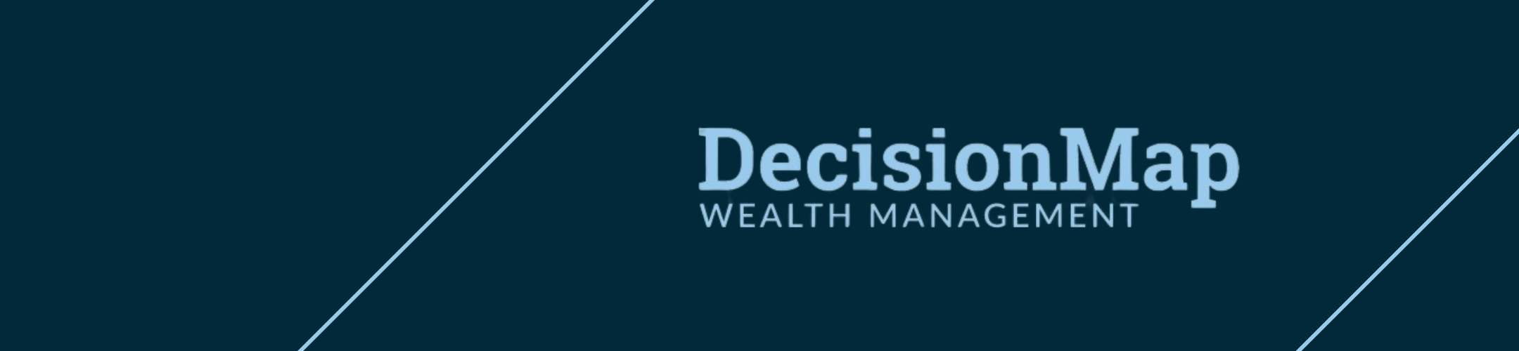 Dark blue background with two diagonal light blue lines and the words 