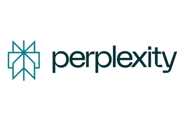 The Perplexity logo features a geometric teal icon on the left and the word "perplexity" in bold, modern black letters on the right, all set against a light gray background.