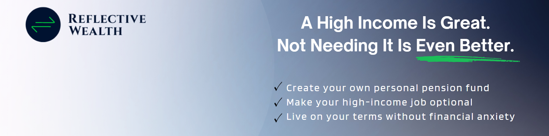 A banner for Reflective Wealth with the text: 