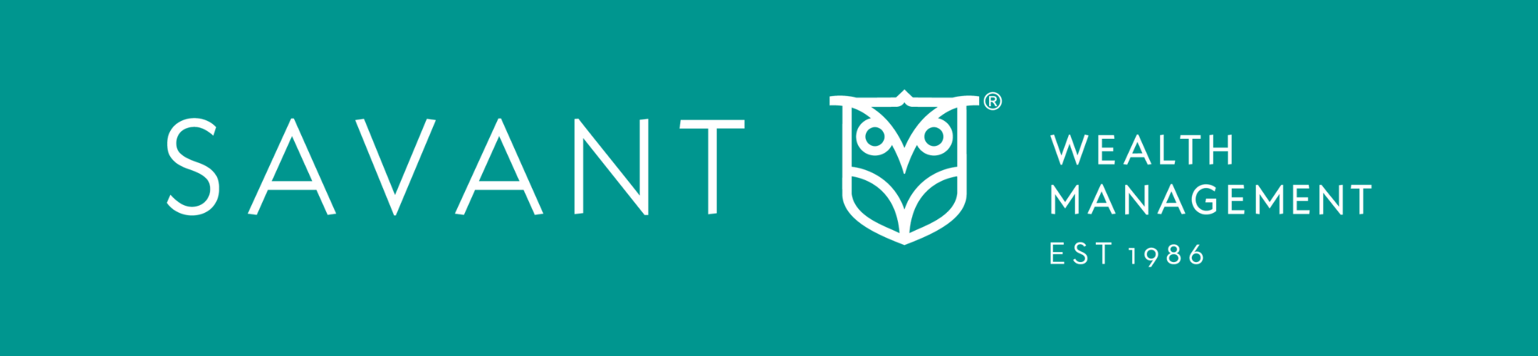 Logo for Savant Wealth Management with a white owl icon, company name, and 