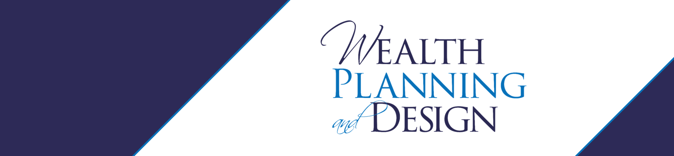 Diagonal navy blue and white background with the words 