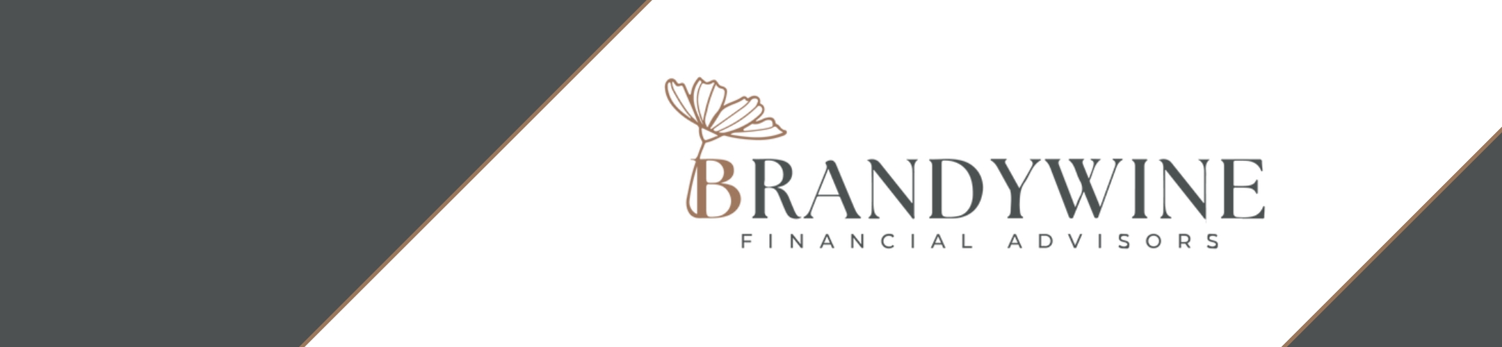 Logo for Brandywine Financial Advisors featuring a stylized flower above the letter 