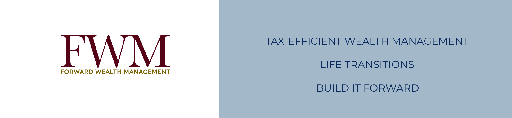 FWM Forward Wealth Management logo on left; on right, text reads: 