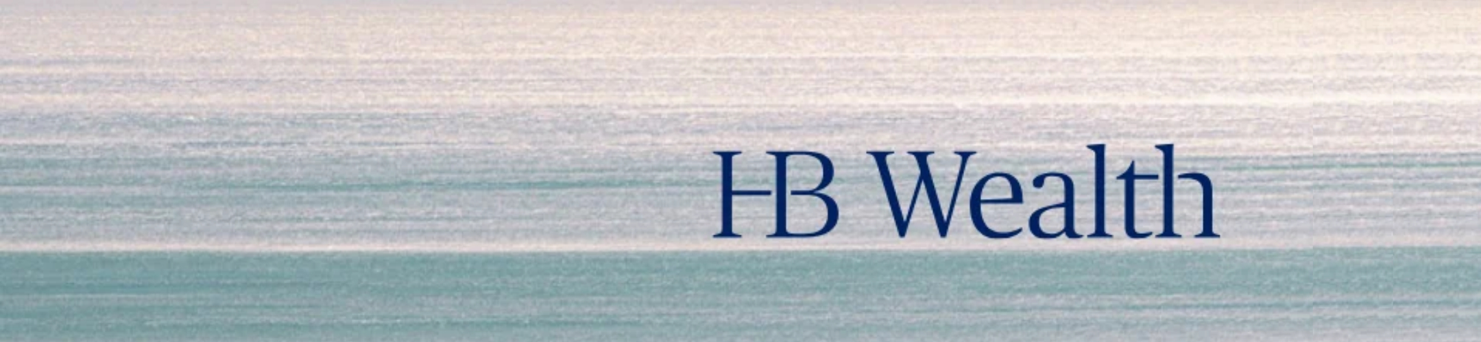 Text “FB Wealth” in blue appears over a serene, softly blurred background of light blue and beige horizontal lines resembling water and sky.